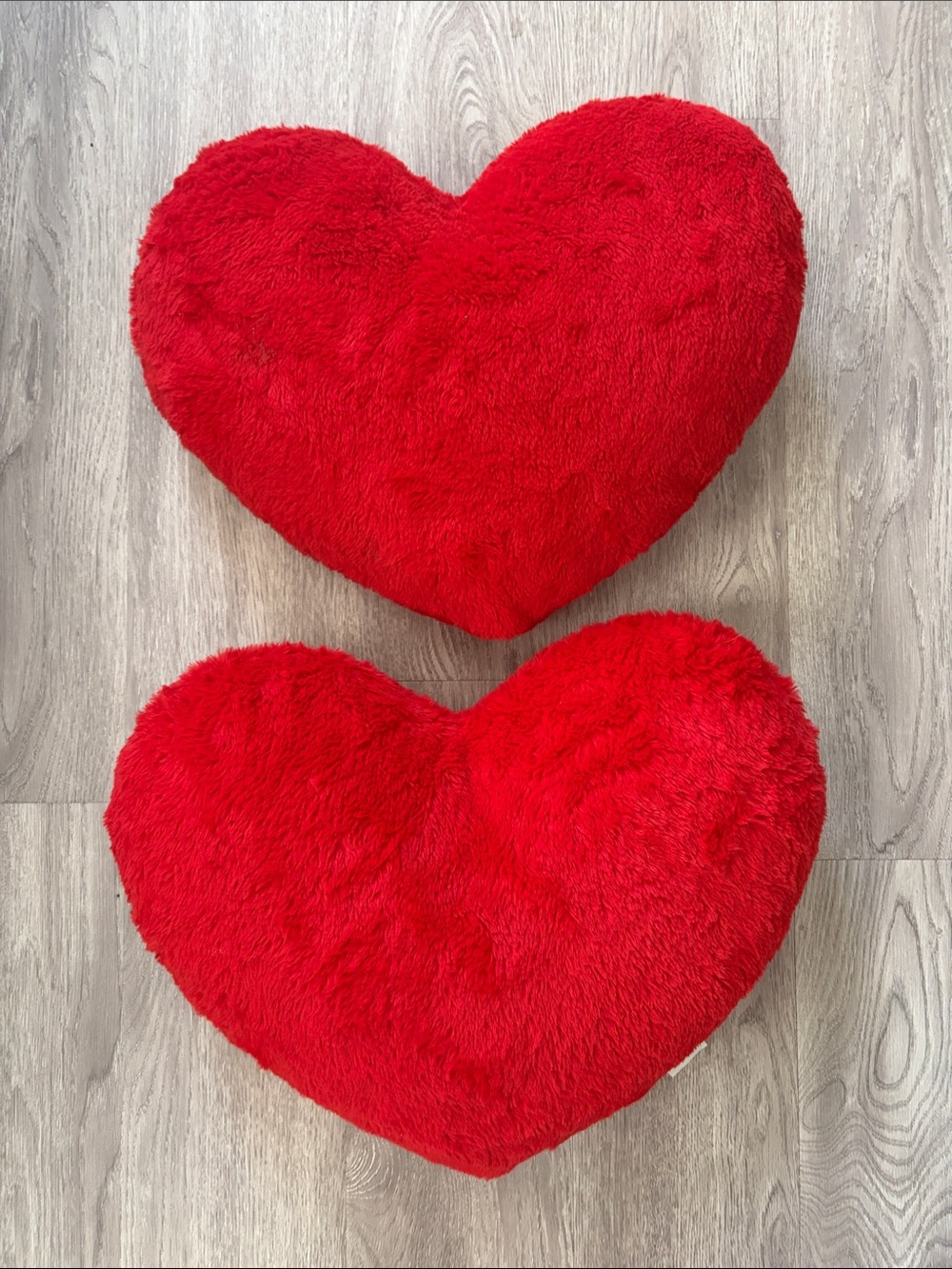 Red Plush Heart Throw Pillows